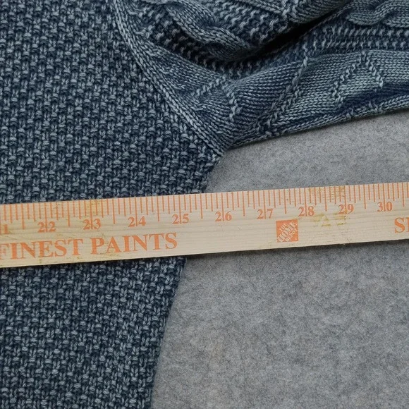 Carbon 2 Cobalt Sweater Mens 2XL Blue Linen Cotton Mock Neck Cable Knit Pullover - Picture 5 of 6